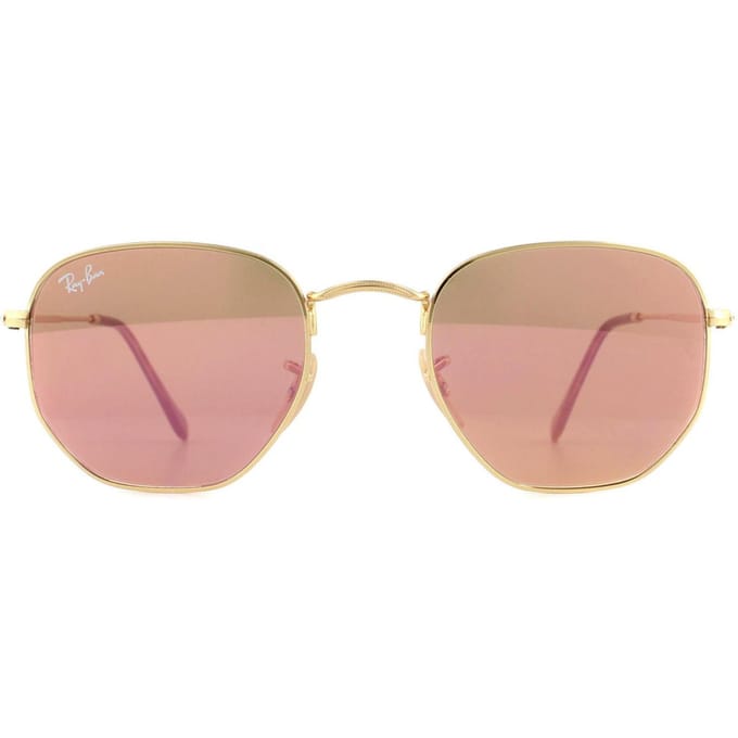 Ray-Ban Zonnebril Hexagonal 3548N 001/Z2 Goud Koperen Flash Mirror
