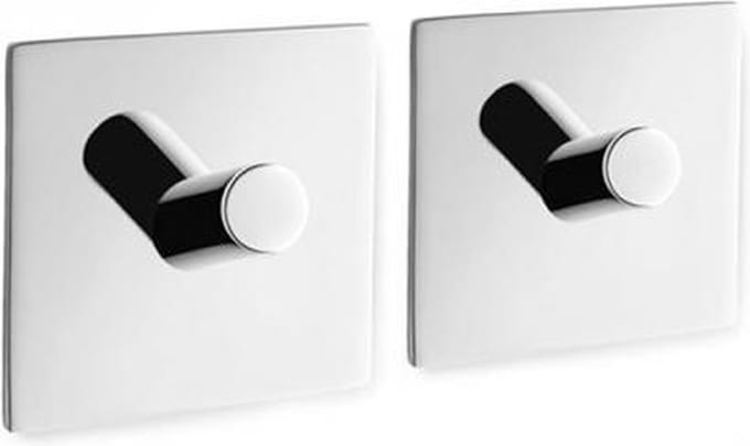 Zack Duplo handdoekhaak 4.2x4.2cm vierkant zelfklevend Hoogglans Gepolijst RVS set van 2