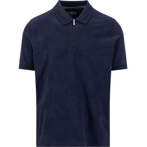 Fynch-Hatton Polo Jacquard Subtle Leaves Zip Collar Navy / male