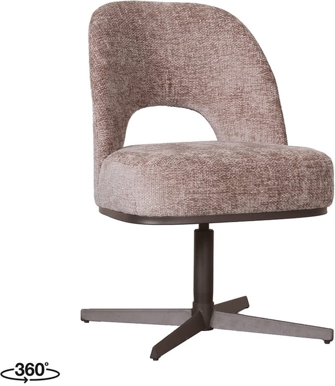 LABEL51 Port Grimaud Eetkamerstoel - Bruin - Haga - Brons Metaal - Stoel - Eetkamerfauteuil