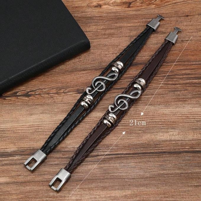 Meerlaags Mode Muzieknoot Armband, Unisex Koppel Ontwerp bruin