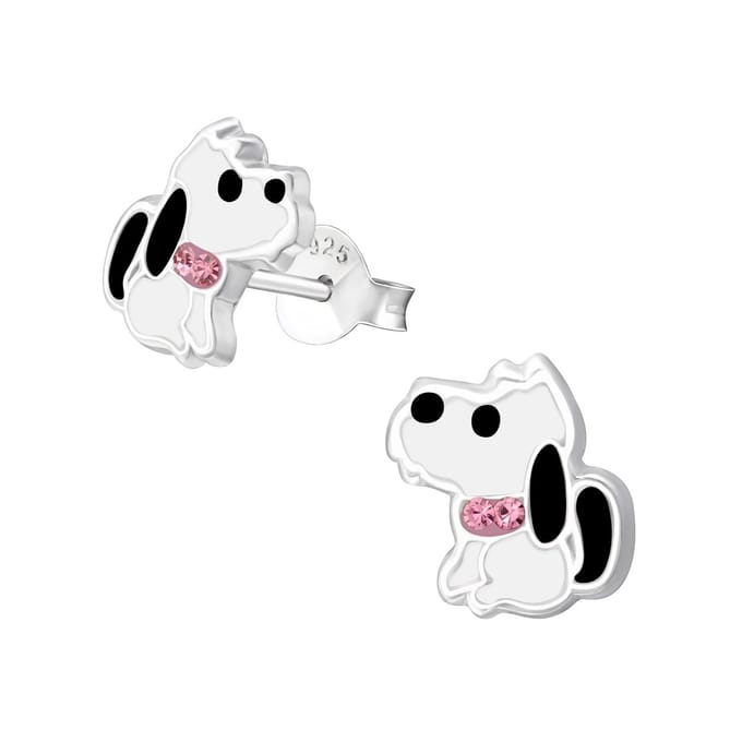 Princess Oorbellen Hondje - 925 Zilver E-Coating - Hond - ∅9mm