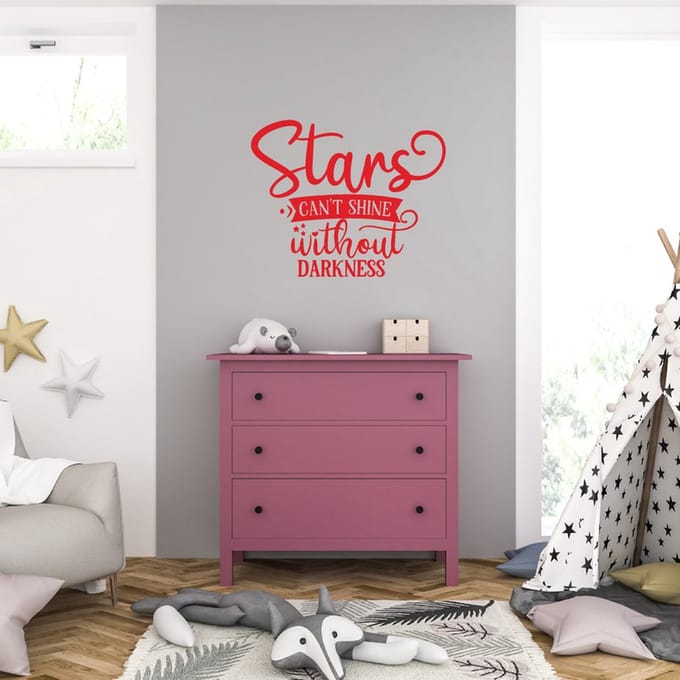 Muursticker - Stars Cant Shine Without Darkness - 40,6 x 49,7 - Rood