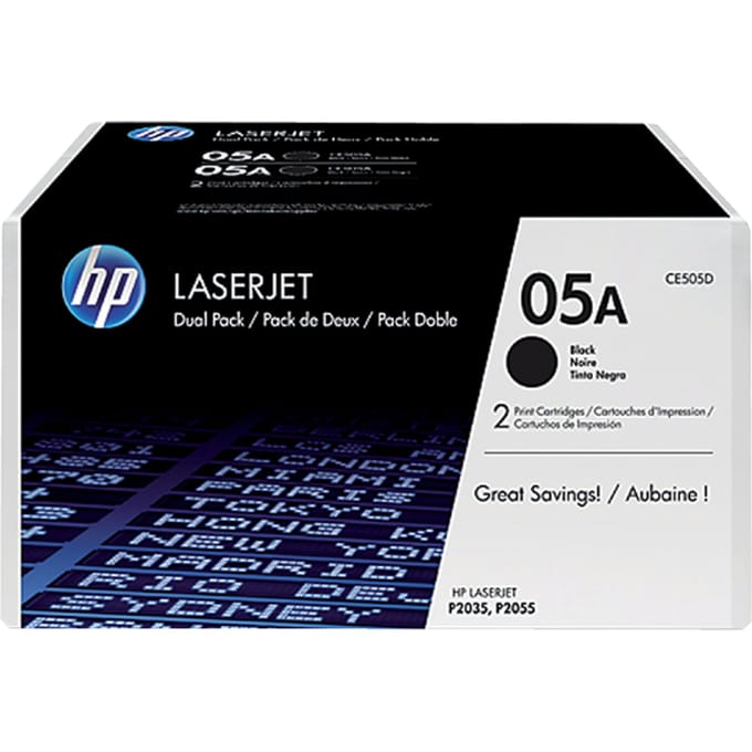 HP 05A (CE505D) - Originele Laserjet Tonercartridge - Zwart - 2 Pack