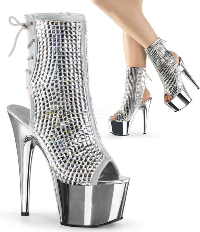 EU 39 = US 9 | ADORE-1018DCS | 7 Heel, 2 3/4 PF Open Toe/Heel Ankle Boot w/RS, Side Zip