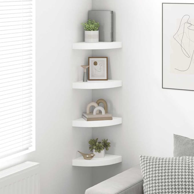 vidaXL - Hoekschappen - zwevend - 4 - st - 25x25x3,8 - cm - MDF - wit