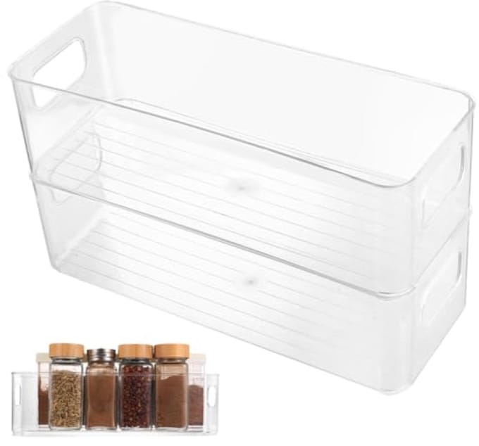 Transparante Koelkastbakken Set van 2 - Stapelbare Opbergdozen met Handvatten