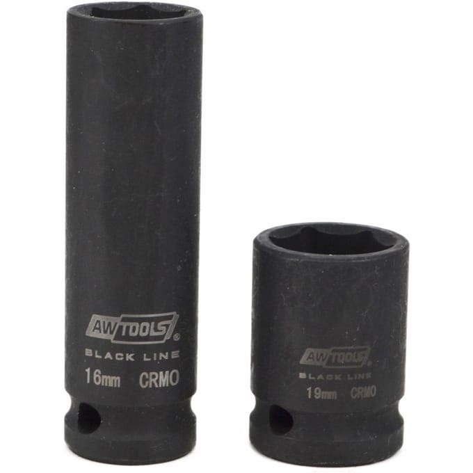 Awtools Black Line - Dopsleutelset - 20-delig - CrMo Staal - 1/2" Aansluiting