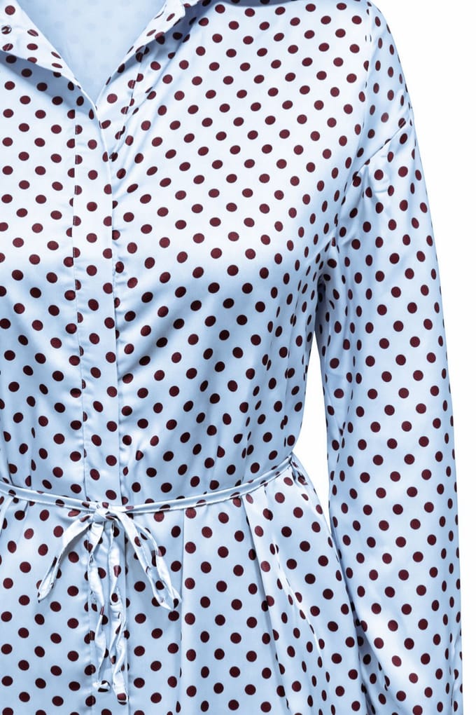 Gestippelde Stropdas Detail Knop-Up Shirt