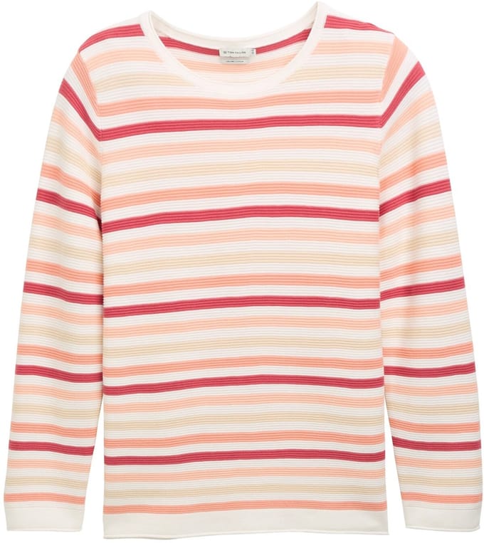 Tom Tailor - Plus Size - Gebreide trui van biologisch katoen - Maat 46 - peachy knit stripe design
