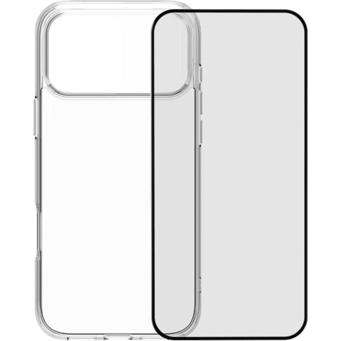 BlueBuilt Protective Back Cover iPhone 17 Pro Max Transparant + BlueBuilt iPhone 17 Pro Max Screenprotector Glas