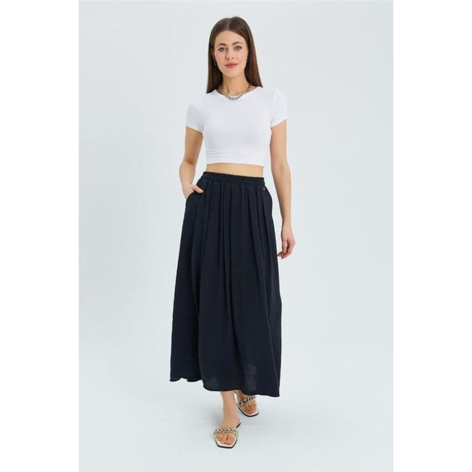 Hoge Taille Lange Rok met Zakken