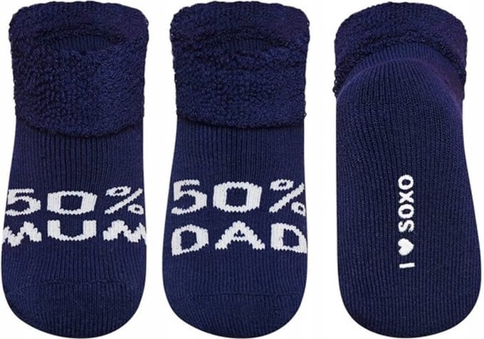 Babysokken - 50% mum 50% dad - Marineblauw - Maat 16-18