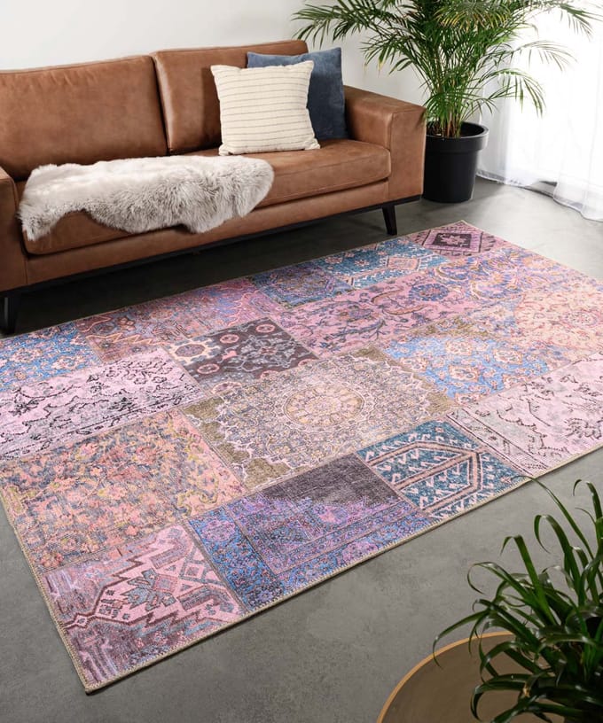 Patchwork vloerkleed - Fade Dreamer paars 190x290