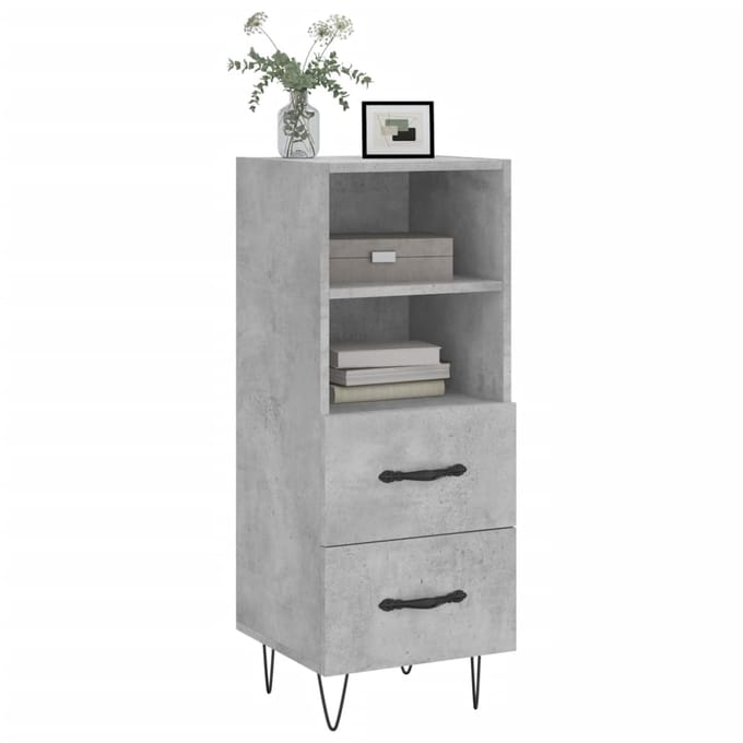 vidaXL - Dressoir - 34,5x34x90 - cm - bewerkt - hout - betongrijs