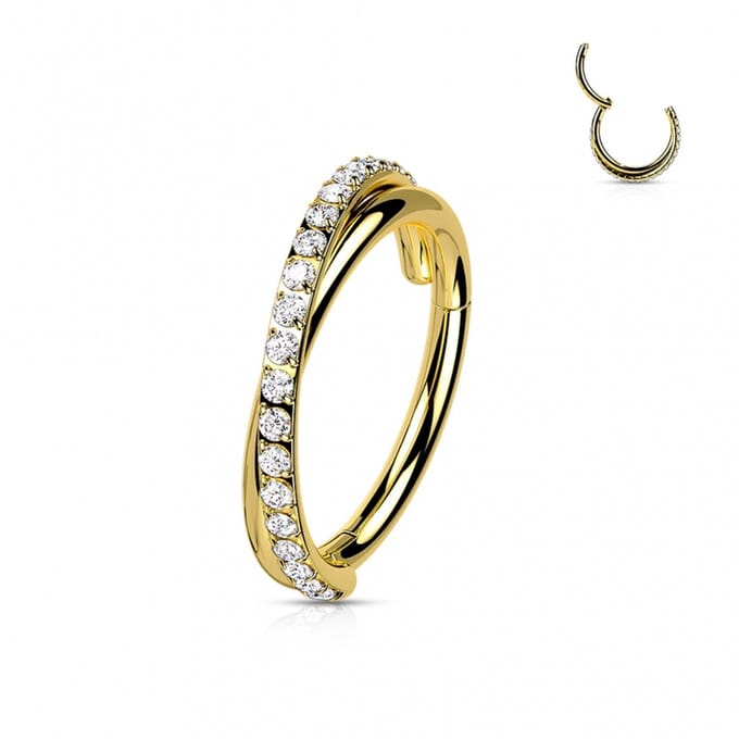 Piercing PVD High Quality clicker crossed 1.2x8 - goud - LMPiercings