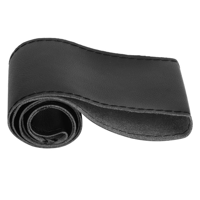 Couvre-volant en cuir microfibre Universel DIY Couture Accessoire intérieur de voiture 38cm 15in Black