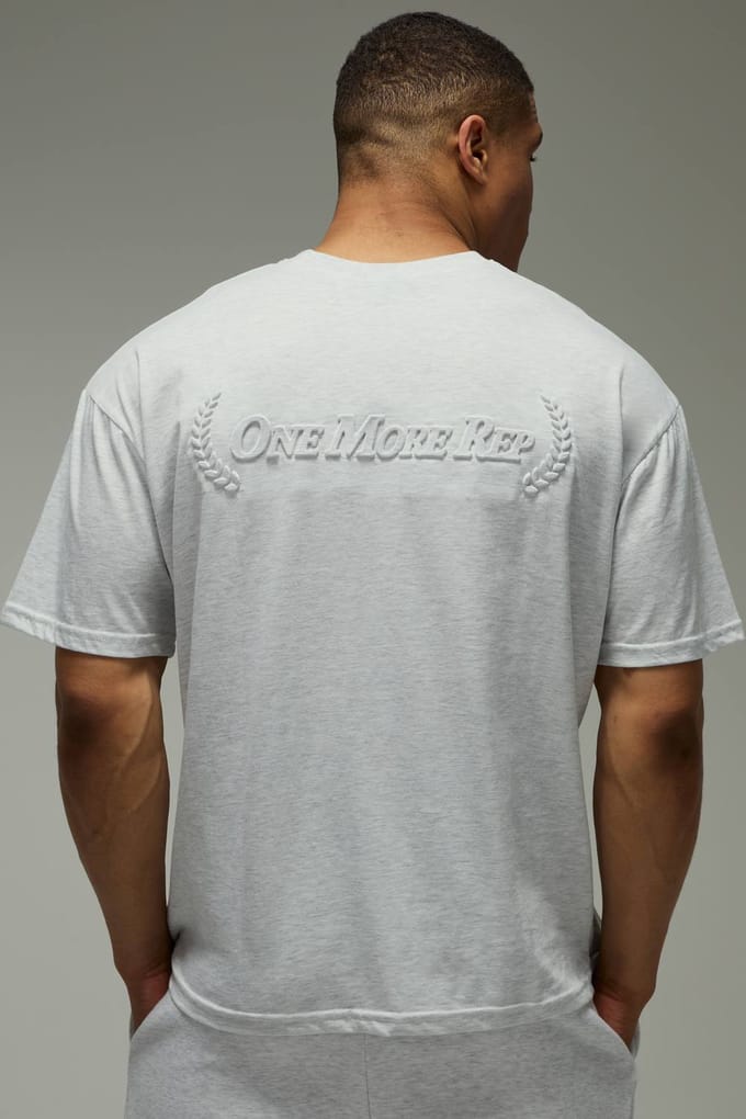 Nog Één Herhaling Oversized Geborduurd T-shirt | Grey Marl | Size Medium