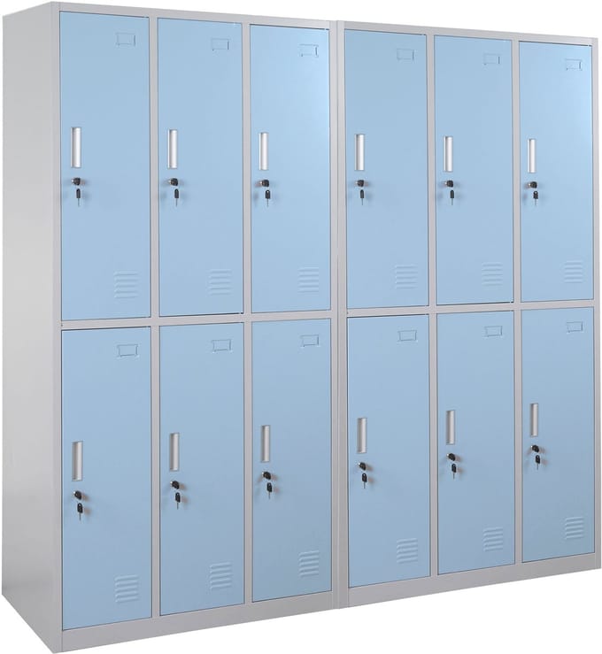 Kluis Boston T829, metalen 12-vaks kluis ~ blauw