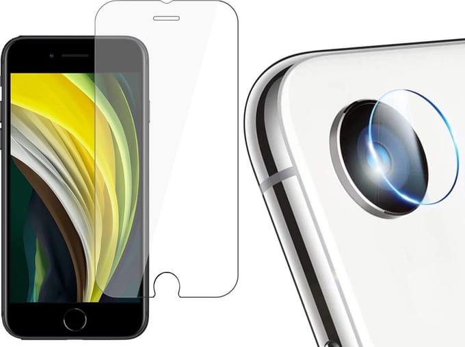 Screenprotector geschikt voor iPhone SE 2022 / 2020 / 8 / 7 + Camera Lens Protector - GlassGuard Screen Protector
