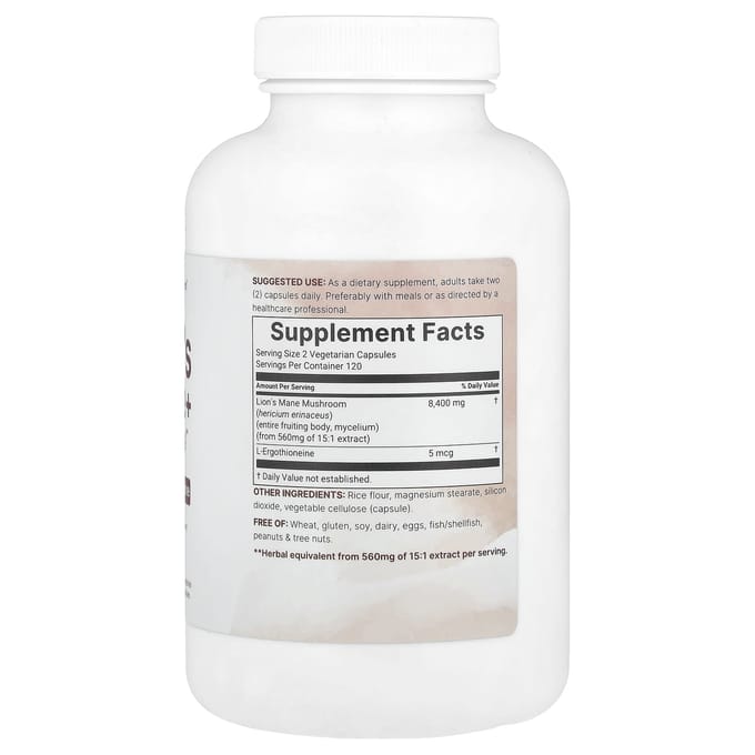 Champignon Corne de Cerf + L-Ergothionéine, 240 Gélules Végétales