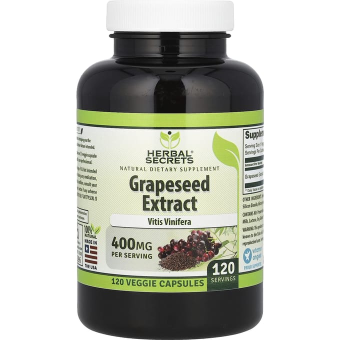 Druivenpitextract, 400 mg, 120 plantaardige capsules