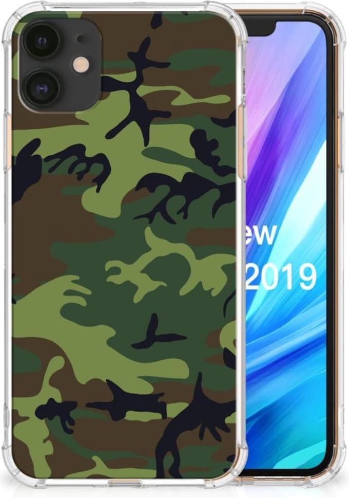 Apple iPhone 11 Doorzichtige Silicone Hoesje Army Dark