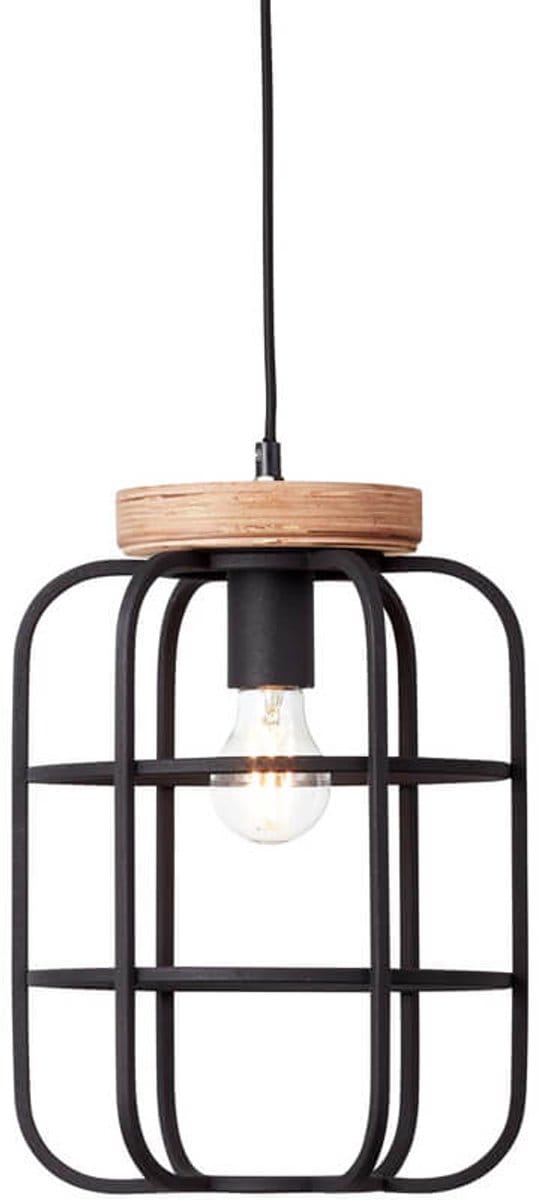 Brilliant Gwen - Hanglamp - E27 max 1x40W - Zwart/Hout