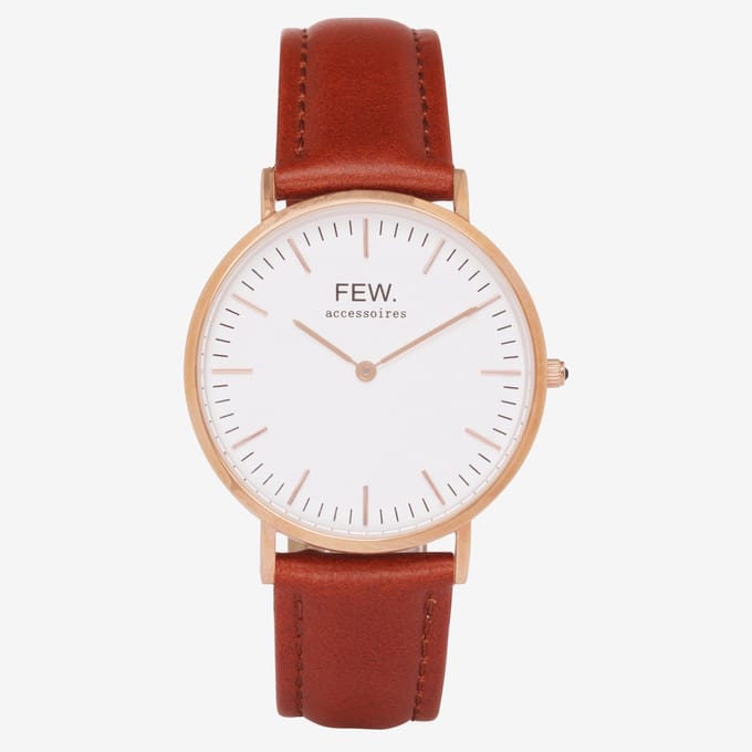 Bellezza Grande Rose Gold Mahogany Leather