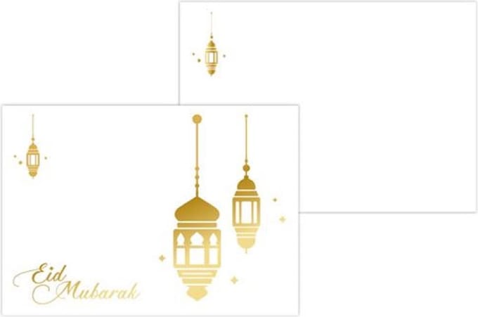 Wenskaart Suikerfeest Offerfeest Eid Mubarak Goud - Setje met 2 stuks