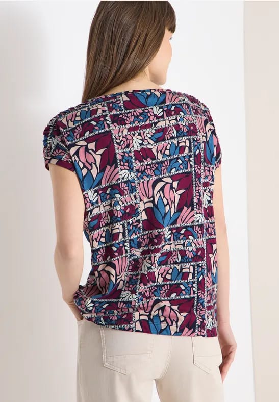 Shirt met korte mouwen en patchworkprint