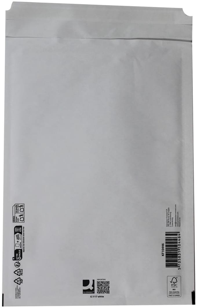 Q-CONNECT luchtkussenenveloppen, wit, 7-G, 250 x 350 mm, doos van 100 stuks