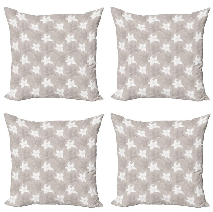 ABAKUHAUS Bladhoezen – 4x45x45 cm – dubbelzijdig – taupe-wit