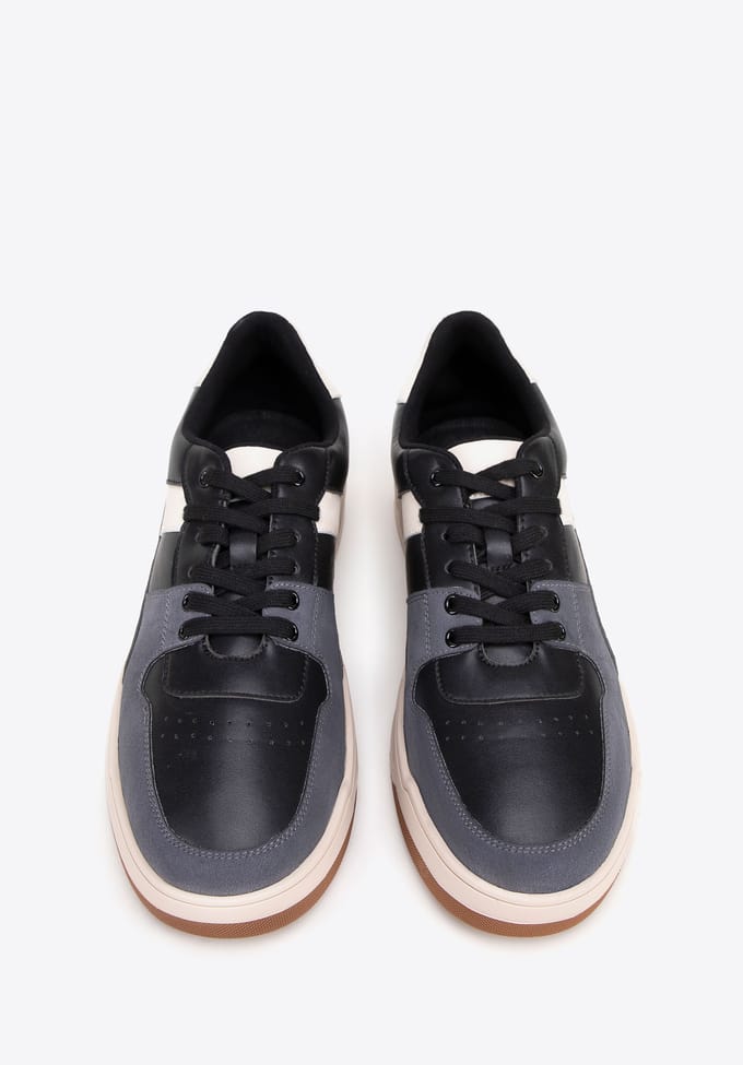 Wittchen Heren zwart en grijs eco-leren sneakers