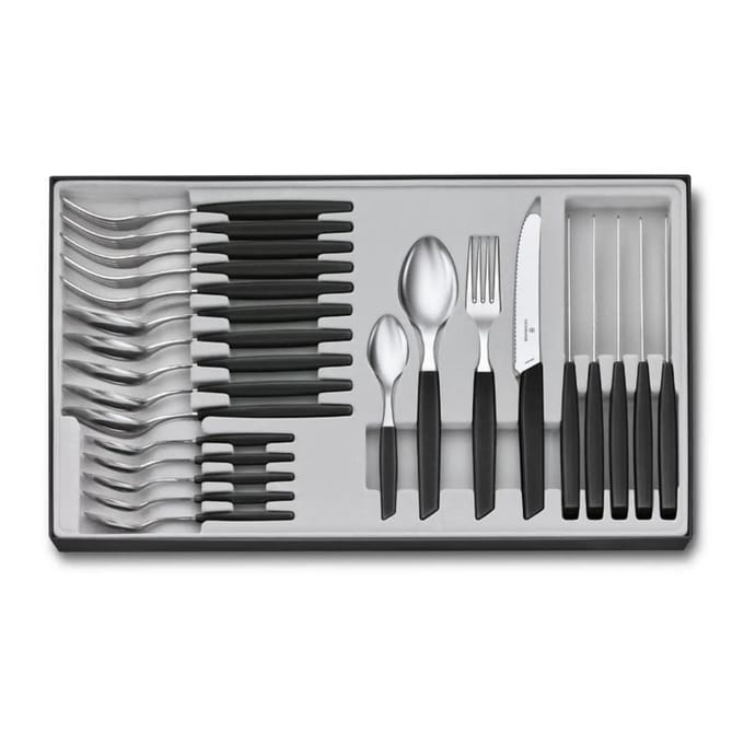 Victorinox Bestekset Swiss Modern - 24-delig - Zwart - RVS/PP - Doos
