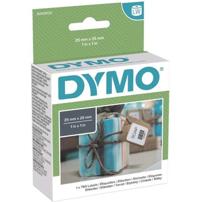 DYMO originele kleine LabelWriter multifunctionele labels | 25 mm x 25 mm | 750 zelfklevende etiketten | voor de LabelWriter labelprinters