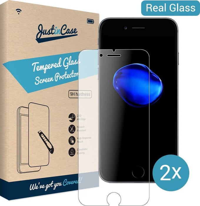 Just in Case screenprotector geschikt voor iPhone 8 / 7 - Screenprotector Gehard Glas - 2 Stuks