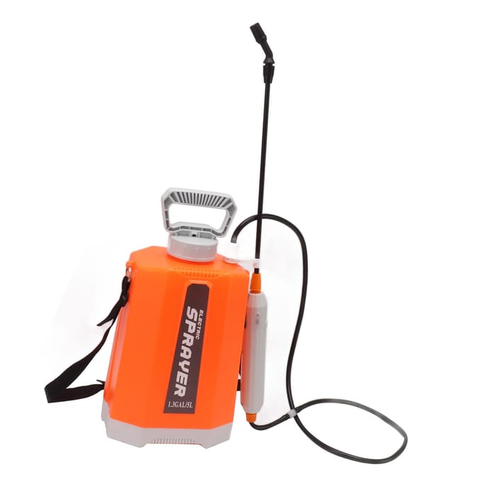 Accu-aangedreven sproeier met 3 nevelsproeiers, schoudergemonteerd, multifunctionele elektrische tuinsproeier oranje