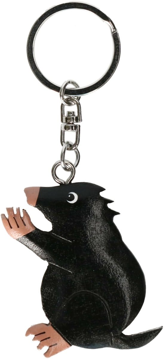 Houten mol sleutelhanger - 5 cm - Dieren cadeau artikelen - Mollen/Molletjes