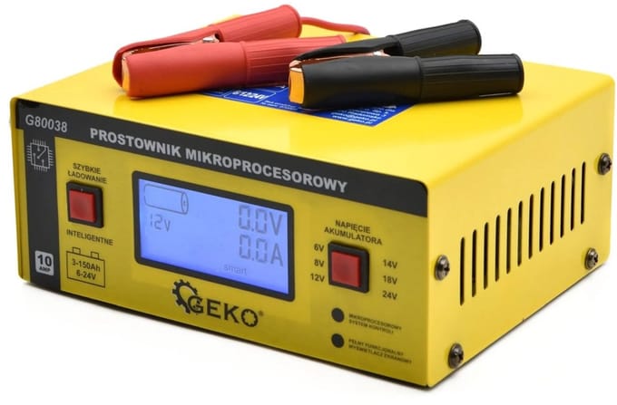 GEKO Acculader - LCD Display - 6/12/24V - Automatisch - Snelladen - 10A