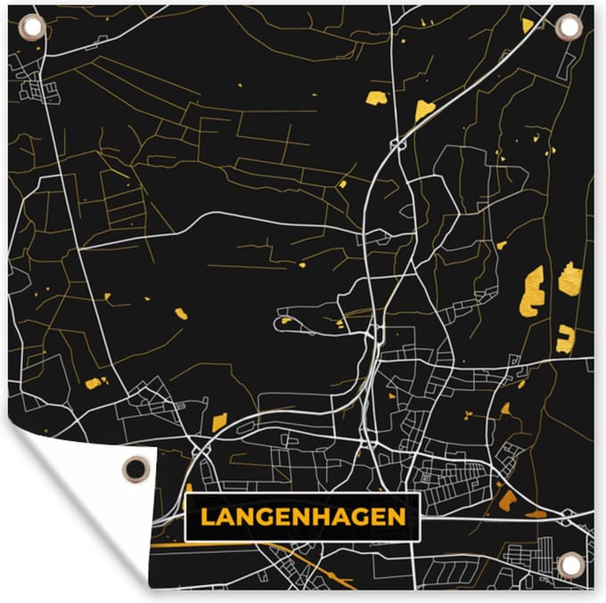 Tuindoek Stadskaart – Plattegrond – Duitsland – Goud – Langenhagen – Kaart - 100x100 cm