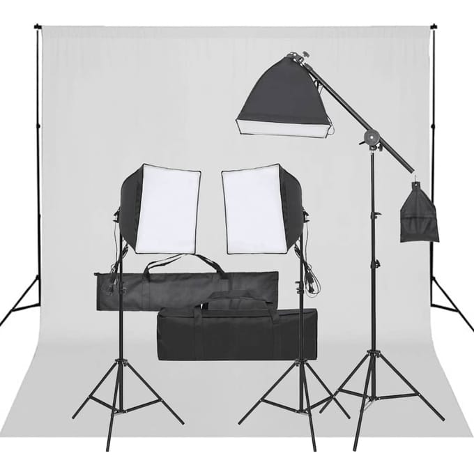 vidaXL - Fotostudioset - met - verlichtingsset - en - achtergrond