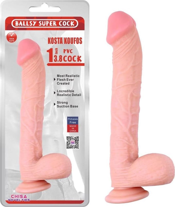 Dildo met zuignap Koufos 35 cm x 6.1 cm - beige