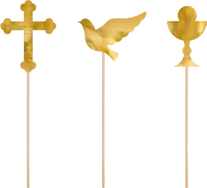 PartyDeco - Cupcake toppers Communie (6 stuks) - communie versiering - communie