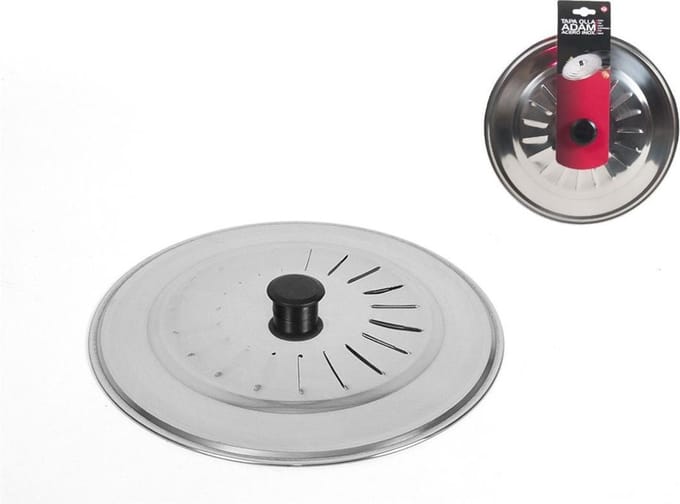 Gerimport Universele spatdeksel/pannendeksel voor pannen - RVS - D18 cm - Kookpannen accessoires