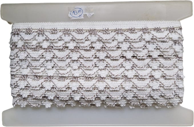 Band/Kant op spoel - 13 meter - Wit - Beige - Bruin