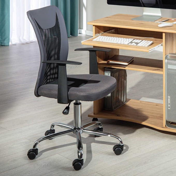 Bureaustoel Donny Ergonomische Rugleuning - Grijs - Interlink - Bureaustoel - Grijs - Kunstleer