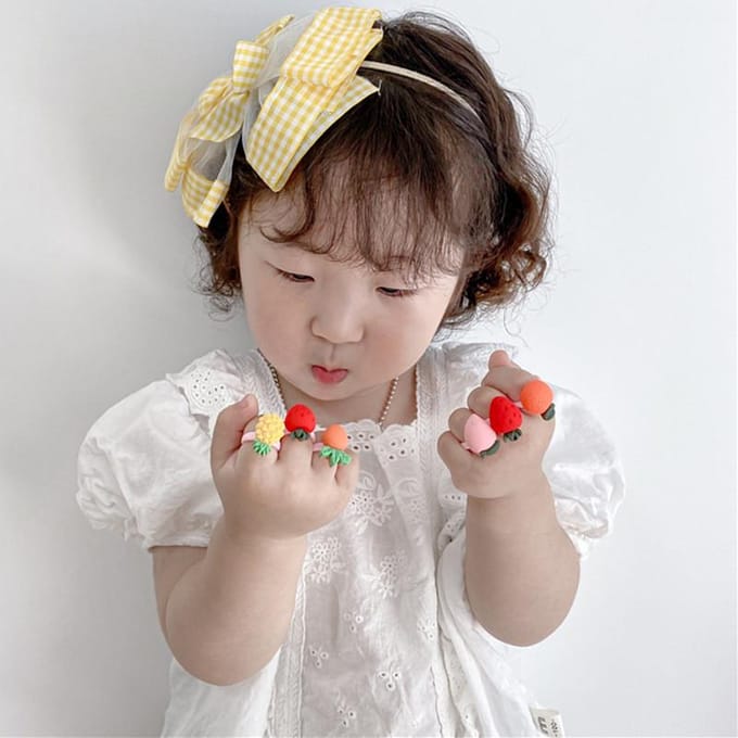 Kinderen Mode Snoepkleur Hars Ringen Schattig Cartoon Verstelbare Vingerring Sieraden Speelgoed 20Pcs white