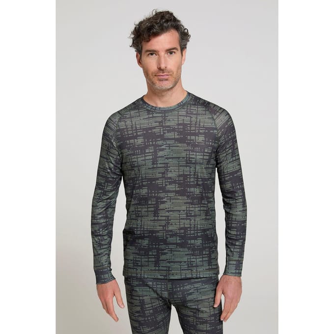Mountain Warehouse Heren Talus Camouflage Thermo Top (Kaki Groen)