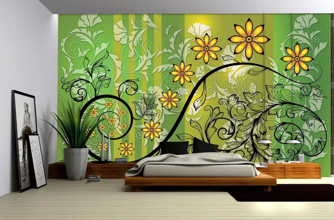 Flowers Floral Pattern Photo Wallcovering